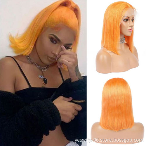 Yeswigs  Brazilian Human Virgin Hair Short Bob Hd Lace Front Wigs Pink Red Grey 613 99J Wig Cheap T-Part Wigs For Black Women